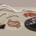 Modern Abstract Landscape Sculptures With Curved Lines And Diverse Colorful Forms