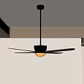 Modern Black Ceiling Pendant Light With Fan Blades And White Illuminated Fixture
