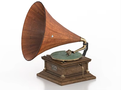 retro phonograph retro record player 3d model