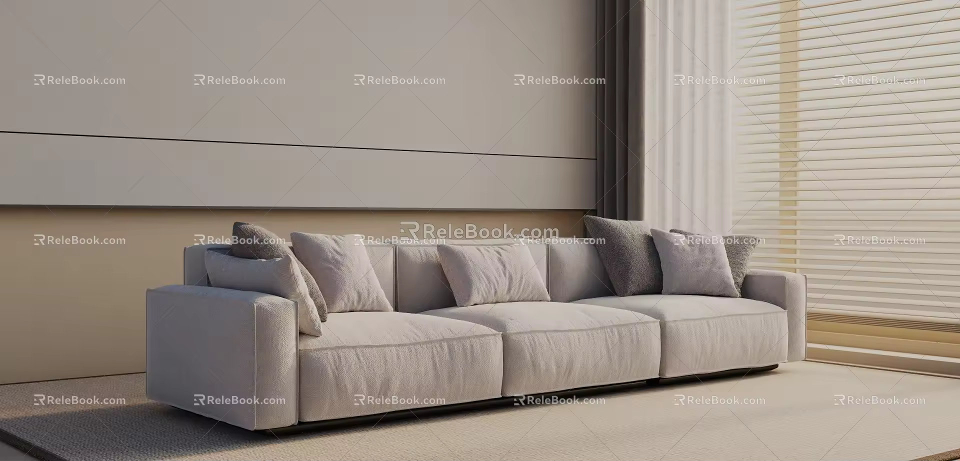 Three-seat sofa 3d model