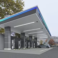 Electric Vehicle Charging Station With Industrial Charging Equipment Multiple Piles And Parked Car