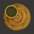 Round Orange Stool Featuring Circular Top Design and Yellow Cup On It