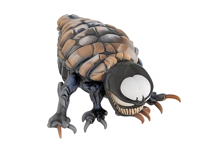 Detailed Brown Black Insect Action Figure With Large Eyes And Sharp Claws 3d model