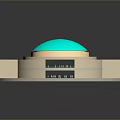 3D Rendered Tech Sphere Installation With Golden Rim And White Geometric Base