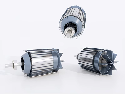 Engine Rotor Assembly Featuring Metal Blades Solid Structure and Durable Casing 3d model