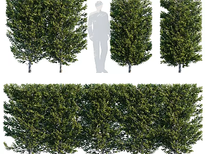 Decorative Ornament Set With Multiple Green Leafy Trees For Home Decor 3d model