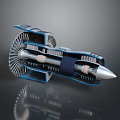 Detailed Industrial Equipment with Gears Blades and Conical Tip in Cross Sectional View