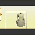White Coat Hanging On Metal Hanger In Room With Yellow Floor And Window