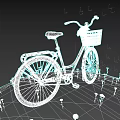 Light Blue Vintage Bicycle With Wicker Basket On Handlebars And White Flowers On Green Grass
