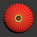 Red Lantern Light Fixture With Gold Stripes And Tassel Design For Home Furniture