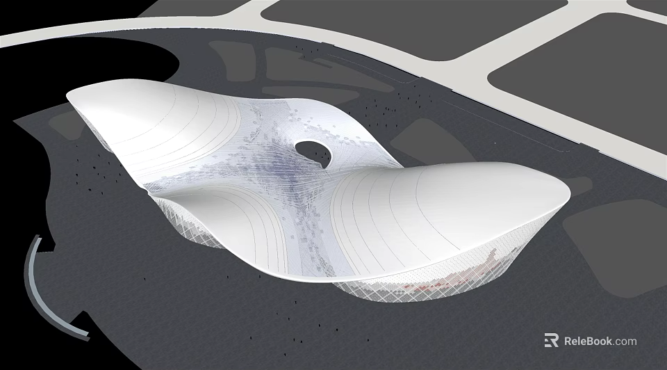 Modern Museum Building With Streamlined White Exterior And Unique Curved Structure 3d model 