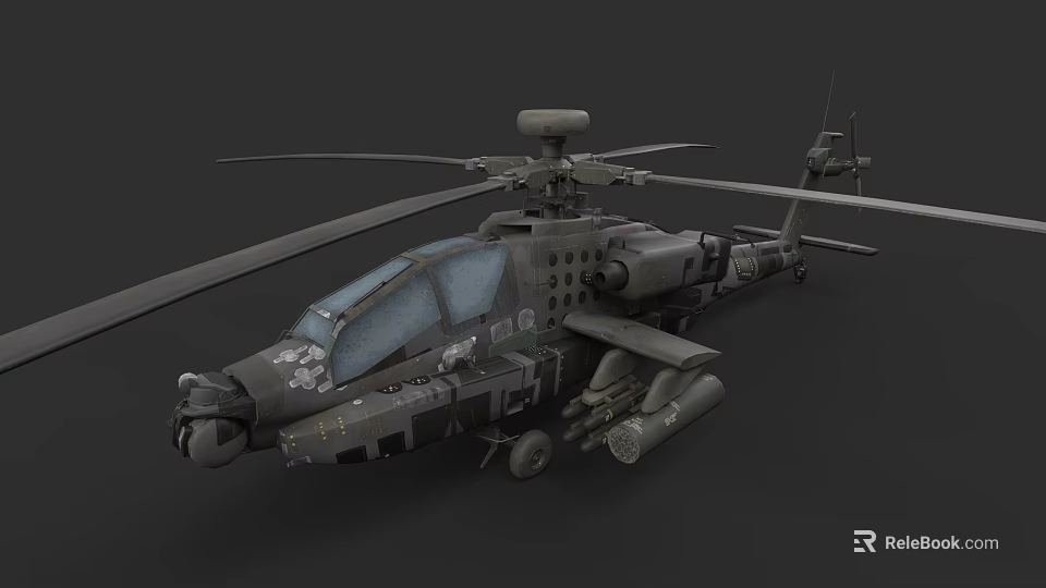 Advanced Military Camouflage Armed Helicopter With Rotor Cockpit Weapon Systems 3d model 