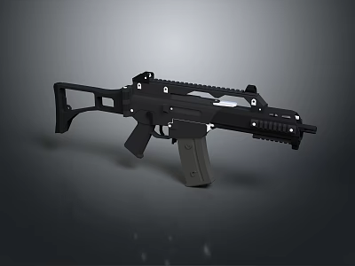 Modern Black Tactical Rifle Featuring Rail System Magazine And Ergonomic Stock 3d model