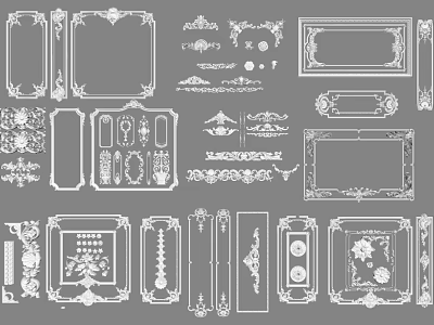 European-style carved lines 3d model