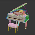 White Grand Piano With Matching Stool For Musical Performances And Practice