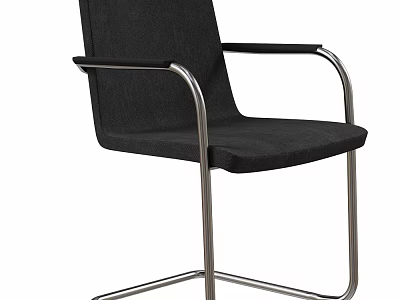 Contemporary Black Fabric Chair With Metal Frame Armrests And Stable Leg Design 3d model