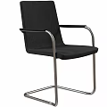 Contemporary Black Fabric Chair With Metal Frame Armrests And Stable Leg Design