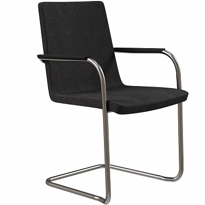 Contemporary Black Fabric Chair With Metal Frame Armrests And Stable Leg Design 3d model
