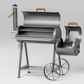 Outdoor Metal Grill Stove with Wooden Handles Wheels Chimney and Grill Rack for Outdoor Cooking