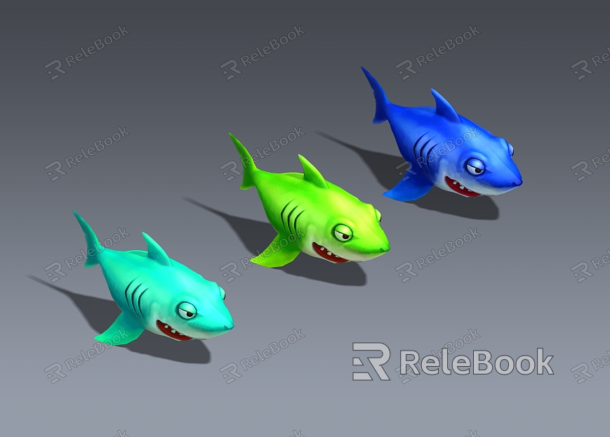 Q version cartoon shark Shark fishing wind hand-painted wind game class deep sea fish fish model