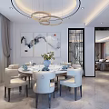 Light Luxury Open Dining And Living Room With Elegant Chinese Style Interior Decoration