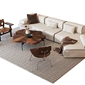 Quiet sofa tea table combination 3d model