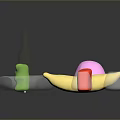 Colorful Daily Life Supplies Including Green Bottle White Ring Pink Hemisphere And Silver Domes