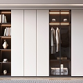 Modern Light Luxury Wardrobe Top Wardrobe Flat Door Wardrobe Glass Cabinet Door Wardrobe Clothes Accessories 3d model