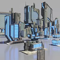 Futuristic Sci Fi City Architecture With Modern Glass Facades And