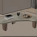 Minimalist Irregular Stone Top Coffee Table With Solid Wood Legs For Modern Living Room