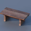 Rustic Wooden Dining Table Set With Plank Top And Stacked Log Legs Design