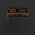 Vintage Wooden Writing Desk with Curved Legs and Drawer Storage Design