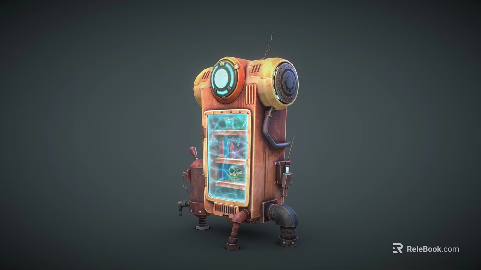 Vintage Style Smart Machine With Circular Components And Transparent Display Window 3d model