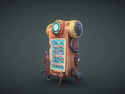 Vintage Style Smart Machine With Circular Components And Transparent Display Window 3d model