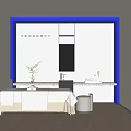 Luxurious SPA Sauna Room With Comfortable Bed Blue Partition Mirror And Wooden Floor