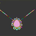 Elegant Silver Chain Necklace With Teardrop Turquoise Pendant And Small Turquoise Stones