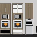 Modern Kitchen Cabinets with Built-in Microwaves Ovens and Appliances Near Plant
