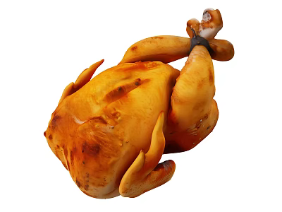 Whole Golden Brown Roasted Chicken With Crispy Skin And Juicy Meat 3d model