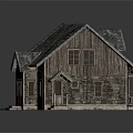Abandoned Old House Featuring Damaged Roof Shingles Exposed Wooden Beams Weathered Siding and Debris
