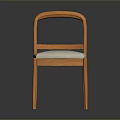 Modern Minimalist Wooden Single Chair With Curved Backrest Upholstered Seat And Straight Legs