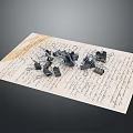 Classic Paper Clips Scattered On Old Handwritten Notes For Daily Use 3d model