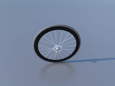 Bicycle Tire With Black Rubber Tread Silver Spokes And Metallic Rim On Smooth Gray Surface 3d model