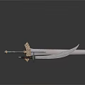 Medieval Sword And Scimitar With Ornate Hilt And Sharp Metal Blades