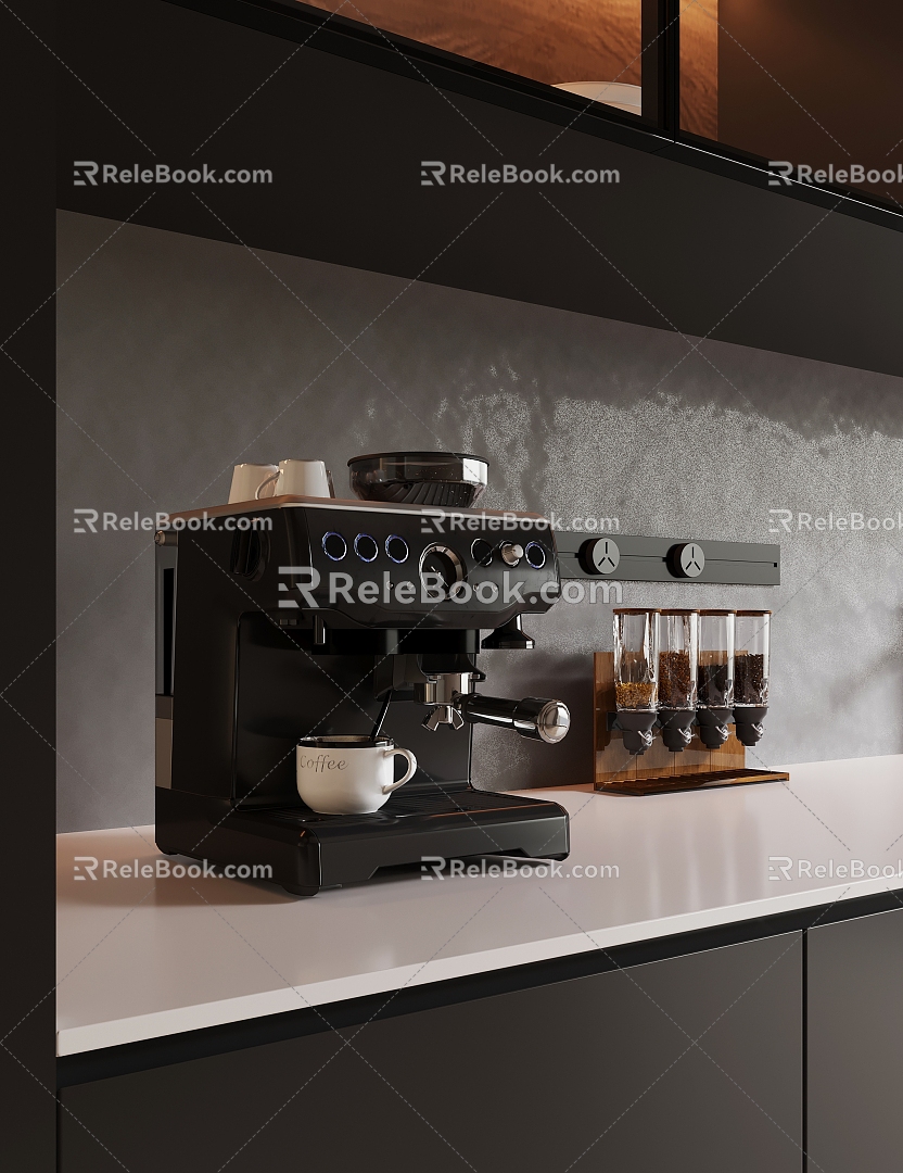 Coffee Machine Metal Stainless Steel Coffee Bean Appliances 3d model