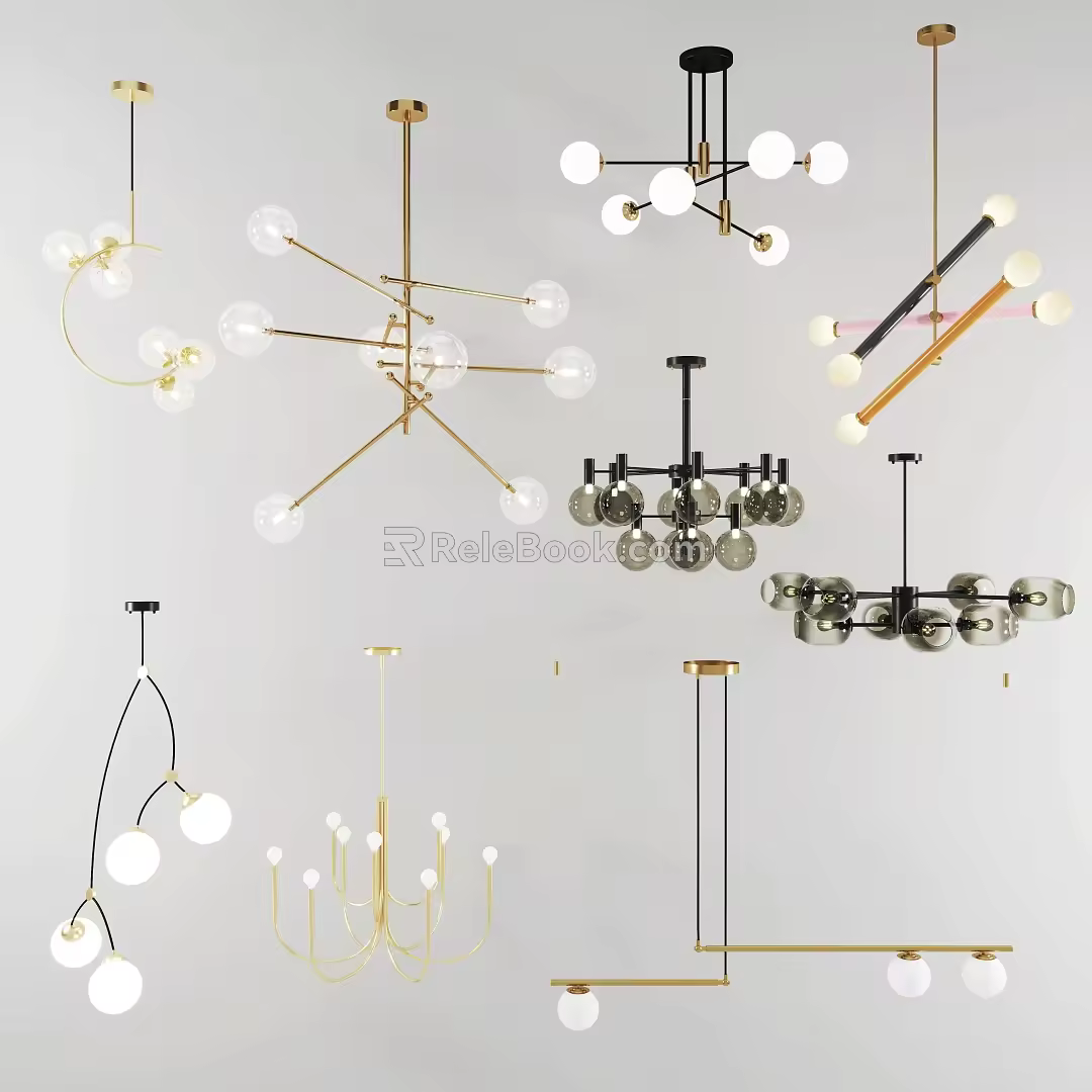 Metal Bubble Multi-Head Pendant Lamp 3d model