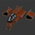 Red Sci Fi Spaceship Model With Cockpit Wings And Engines Design 3d model