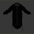 Gray Hooded Long Coat With Hexagonal Textured Design In 3D 3d model