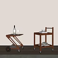 Middle-ancient style side a few wooden side a few movable side a few storage car 3d model