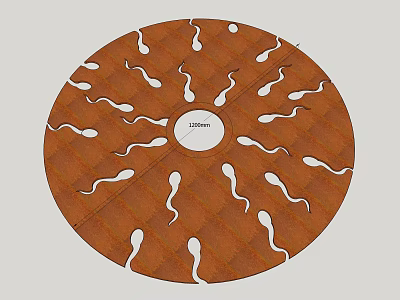 Garden Ornament Circular Design With Brown White Pattern And Seed Shaped Elements 3d model