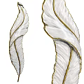 Feather Sculpture Carving with White Body and Gold Trimmed Edges Design